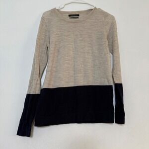 Tahari Extrafine Merino Wool Color Block Sweater Long Sleeve Knit Top‎ Size M